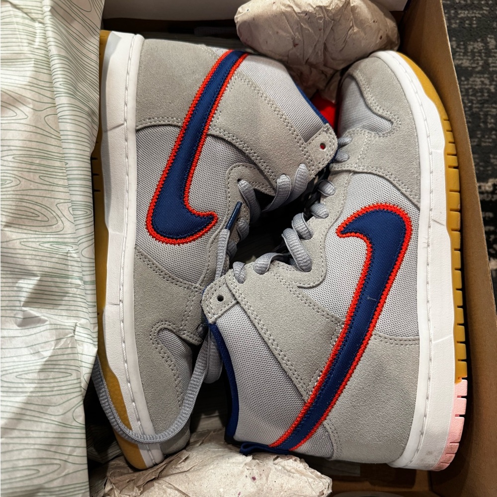 Nike Gray and Blue High-Top Sneakers (Mets)
